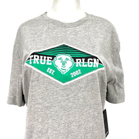 NEW True Religion Buddha Face Logo Short Sleeve Heather Grey T-shirt Size Large - Picture 4 of 12